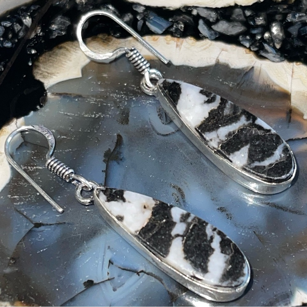 White Buffalo Turquoise Earrings 1 7/8” - Picture 7 of 14